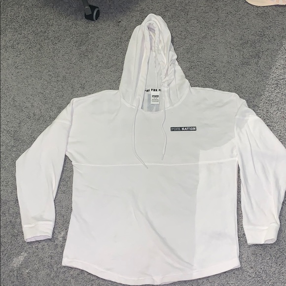A white Pink long hoodie. - Picture 1 of 3